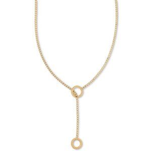 On 34th Gold-Tone Loop & Box Chain 25" Lariat Necklace NWT